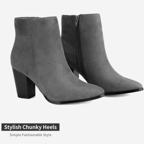 NWT Wool + Pepper Co. Gray Suede Heeled Ankle Booties - Picture 3 of 8